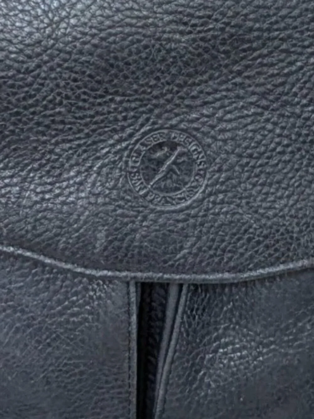 Glaser Designs San Francisco Hand Burnished Black Marbled Leather Flapover Bag